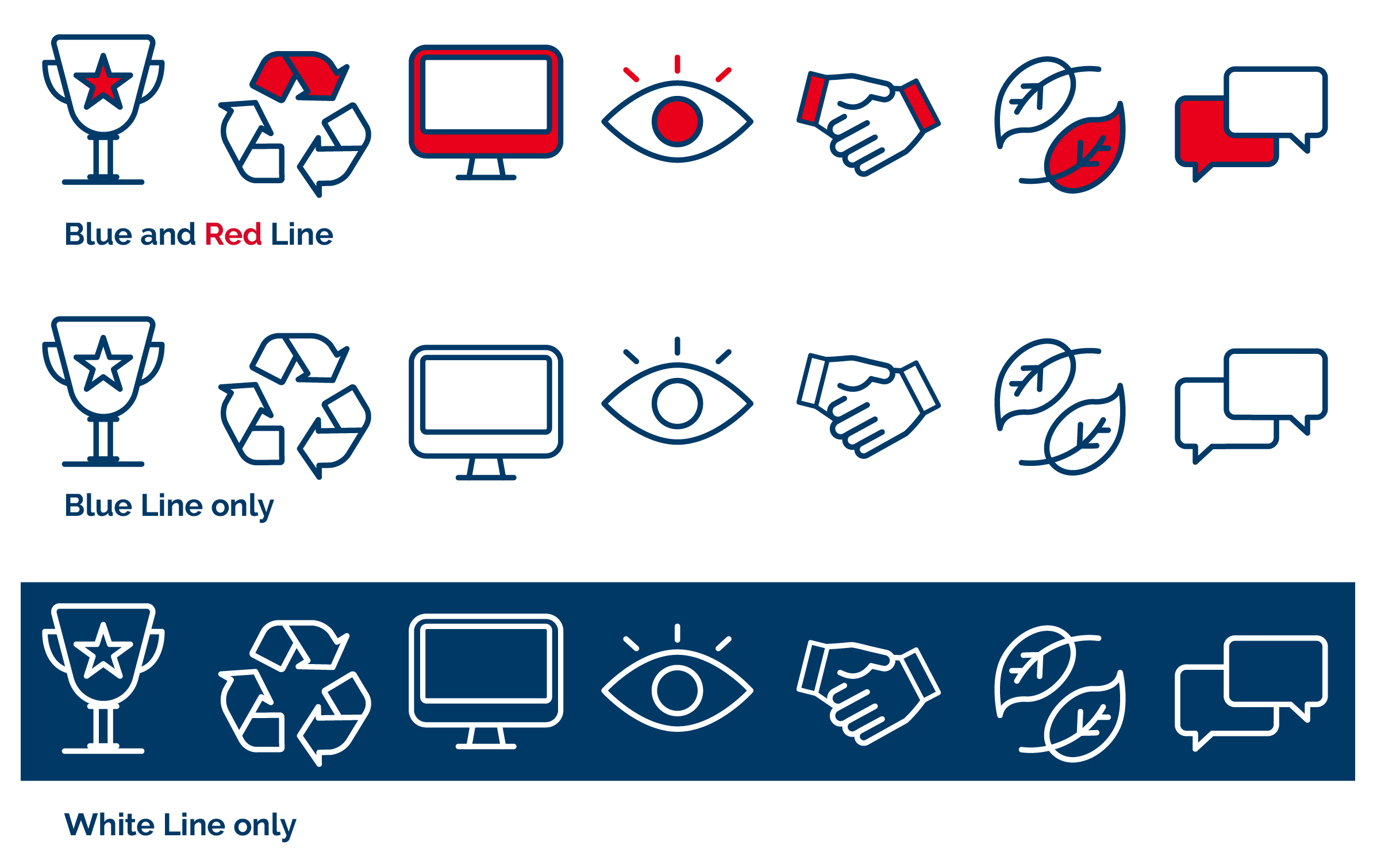 Example icons used across Newcastle University's Brand Hub website.
